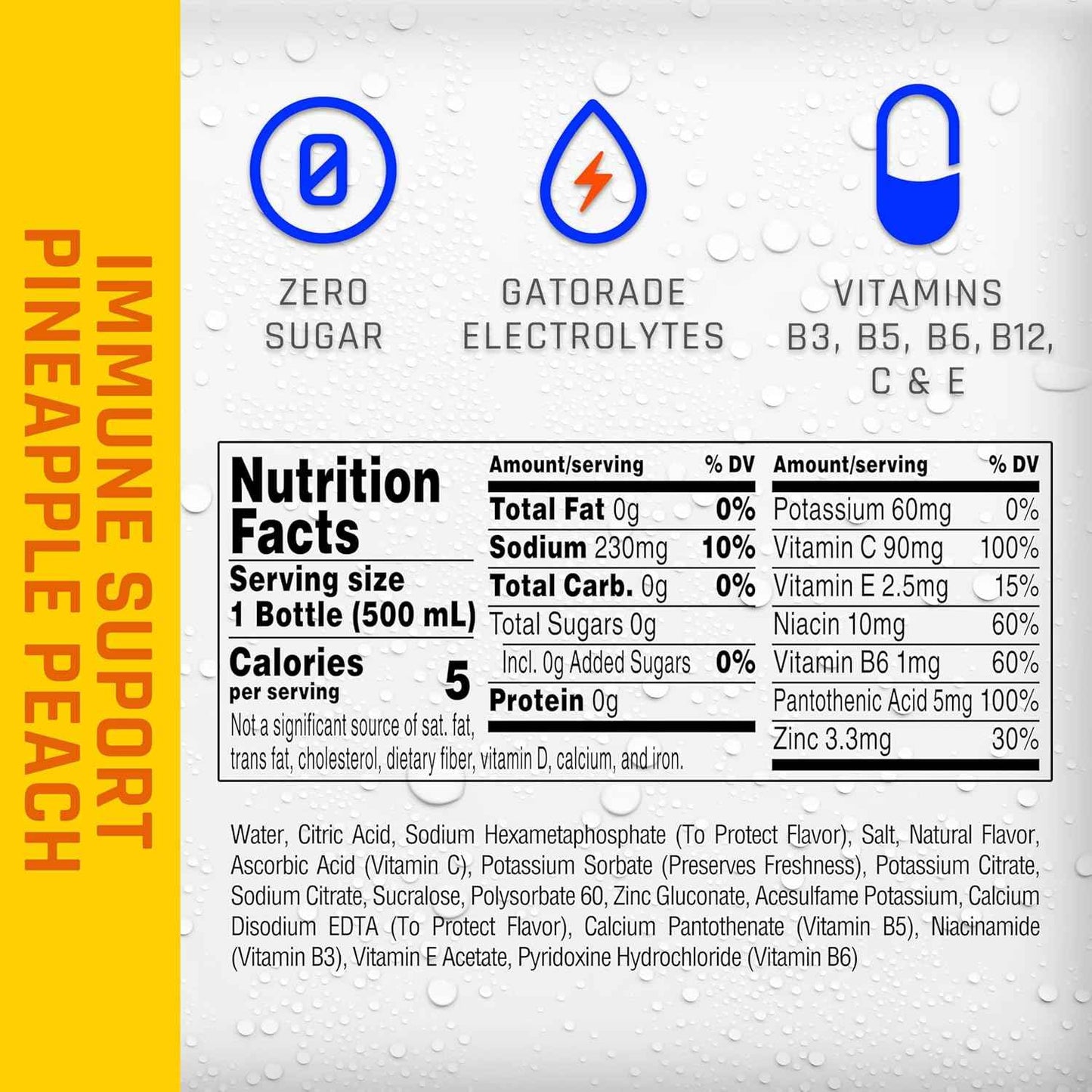 Propel Immune Support Water – Portable Hydration for Camping, Hiking, and Trail Adventures, Pineapple Peach 12 Pack