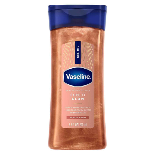 Vaseline Glazed and Glisten Vanilla Cocoa Body Gel Oil – Long-Lasting Warm Fragrance for Meditation and Self-Care Evenings