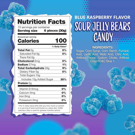 Blue Gummy Bears Gift Bag 1 lb Gelatin Free Party Favor Pack for Gender Reveal and Baby Shower Hosts