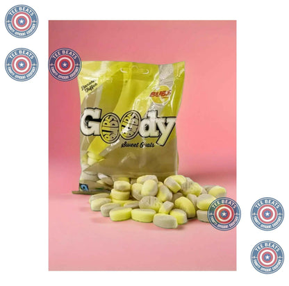 Bubs Goody Sweet Ovals Banana Caramel – Gelatine-Free Kids' Snack Bags for Lunchboxes and Playdates, 2 x 90g