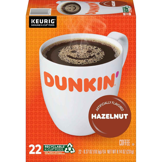 Dunkin' Hazelnut Flavored Keurig K-Cup Pods – Work From Home Productivity Boost, 88 Pod Bulk Pack
