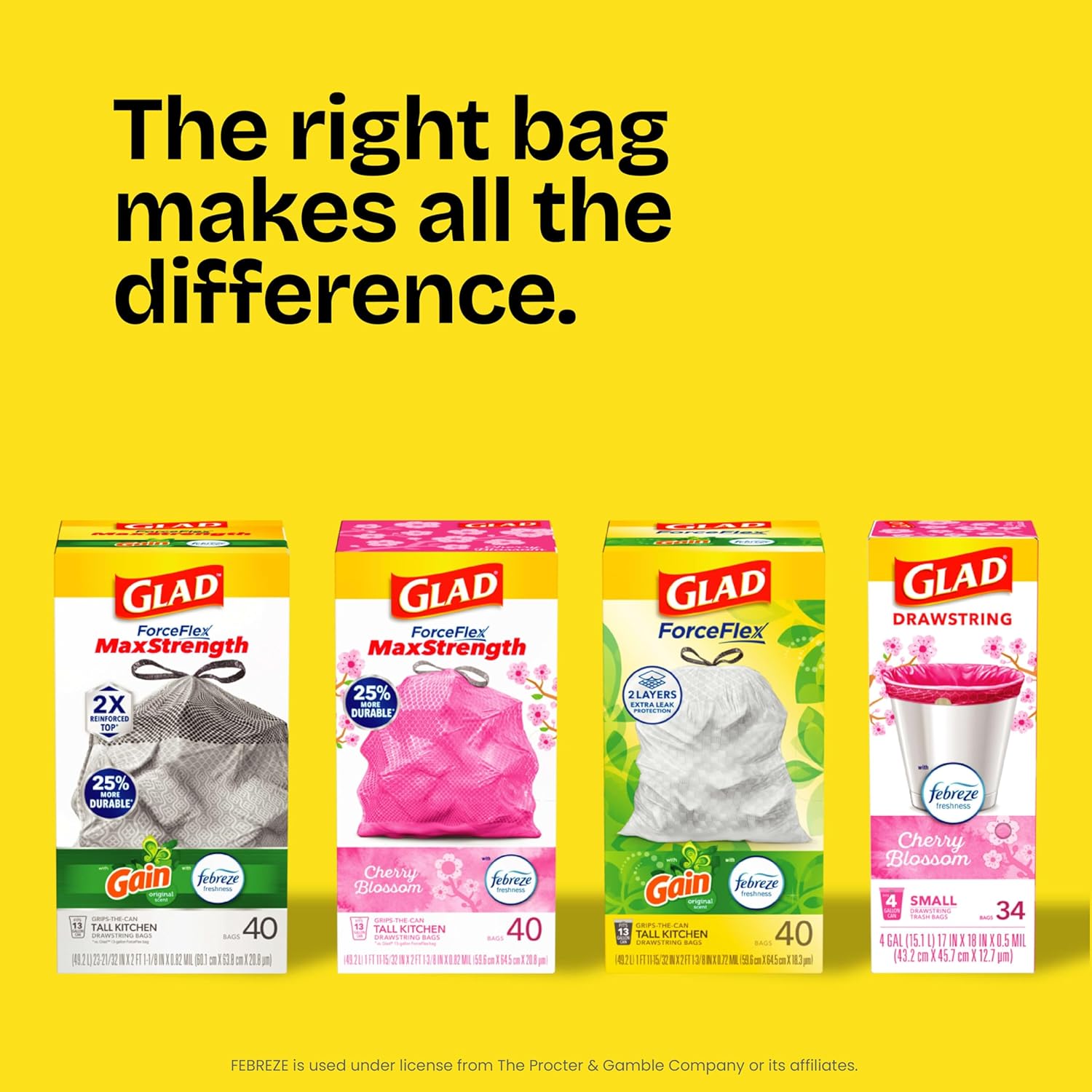 Glad ForceFlex Tall Kitchen Trash Bags, 13 Gallon – Family Kitchen Must-Have, Leak-Proof for Busy Homes