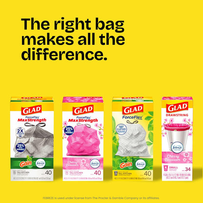Glad ForceFlex Tall Kitchen Trash Bags, 13 Gallon – Family Kitchen Must-Have, Leak-Proof for Busy Homes