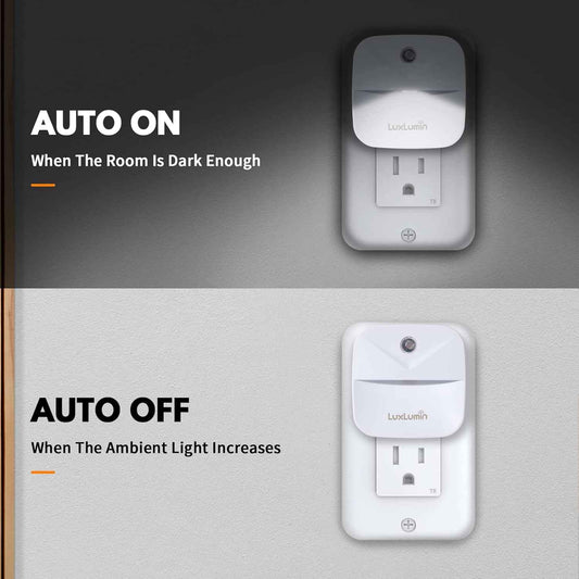 EverBrite LED Night Light – Automatic Dusk-to-Dawn Sensor, Flameless Plug-in Wall Light for Stairs and Bathroom, 6 Pack