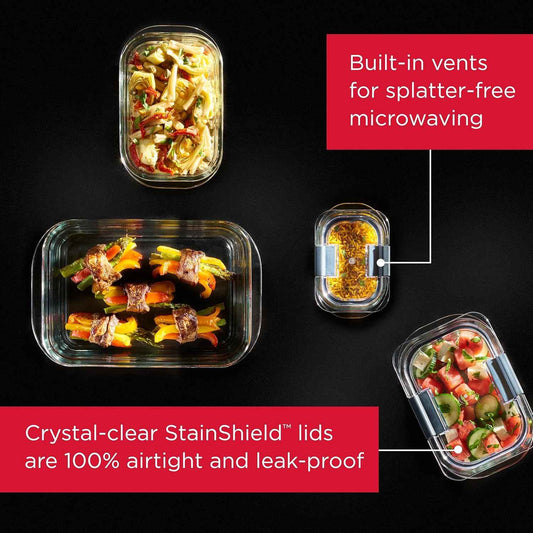 Rubbermaid Brilliance Glass Containers – Uncluttered Kitchen Storage, Stackable Rectangular Design