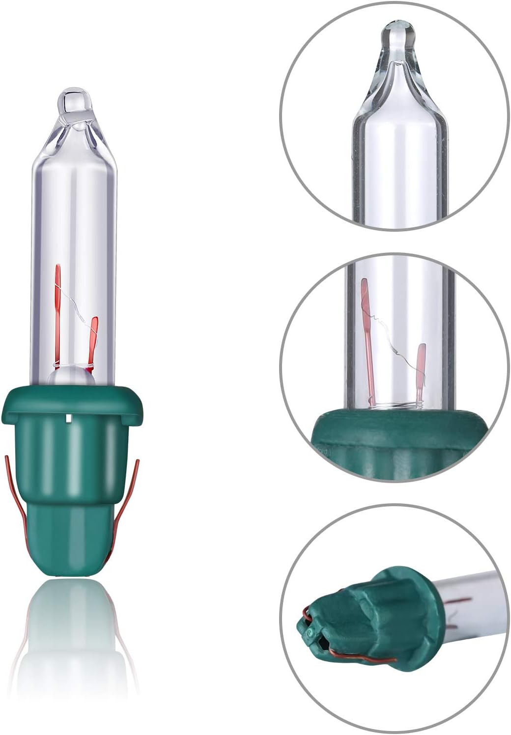 glass bulb construction in clear/green and red/green color combinations
