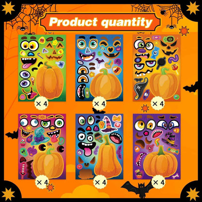 Pumpkin Decorating Stickers for Kids – 24 Sheets No-Carve Halloween Activity Safe for Toddlers and Preschoolers