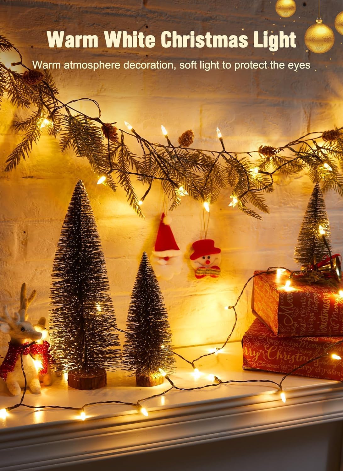 GlowGrove String Lights – Covered Patio and Pergola Glow, Water-Resistant Battery Operated 8ft Set