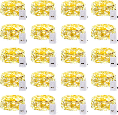 GlowNook LED Fairy Lights – Cozy Bedroom Decor, 7ft Silver Wire String with Warm White Glow