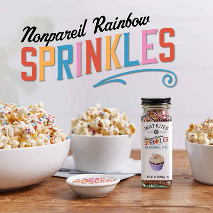 Watkins Gourmet Rainbow Nonpareils Sprinkles – Thoughtful Gift Jar for Home Bakers Hosting Holiday and Passover Dessert Tables