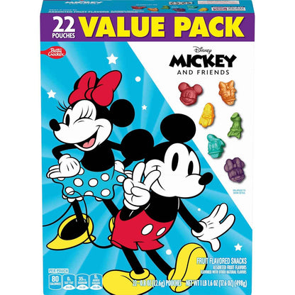 Disney Mickey and Friends Fruit Flavored Snacks, 22 Ct Guilt Free Lunchbox Snack for Health Conscious Parents