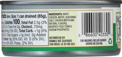 Bumble Bee Premium White Chicken Chunk in Water 5 oz Can – Single-Ingredient Protein for Clutter-Free Pantries