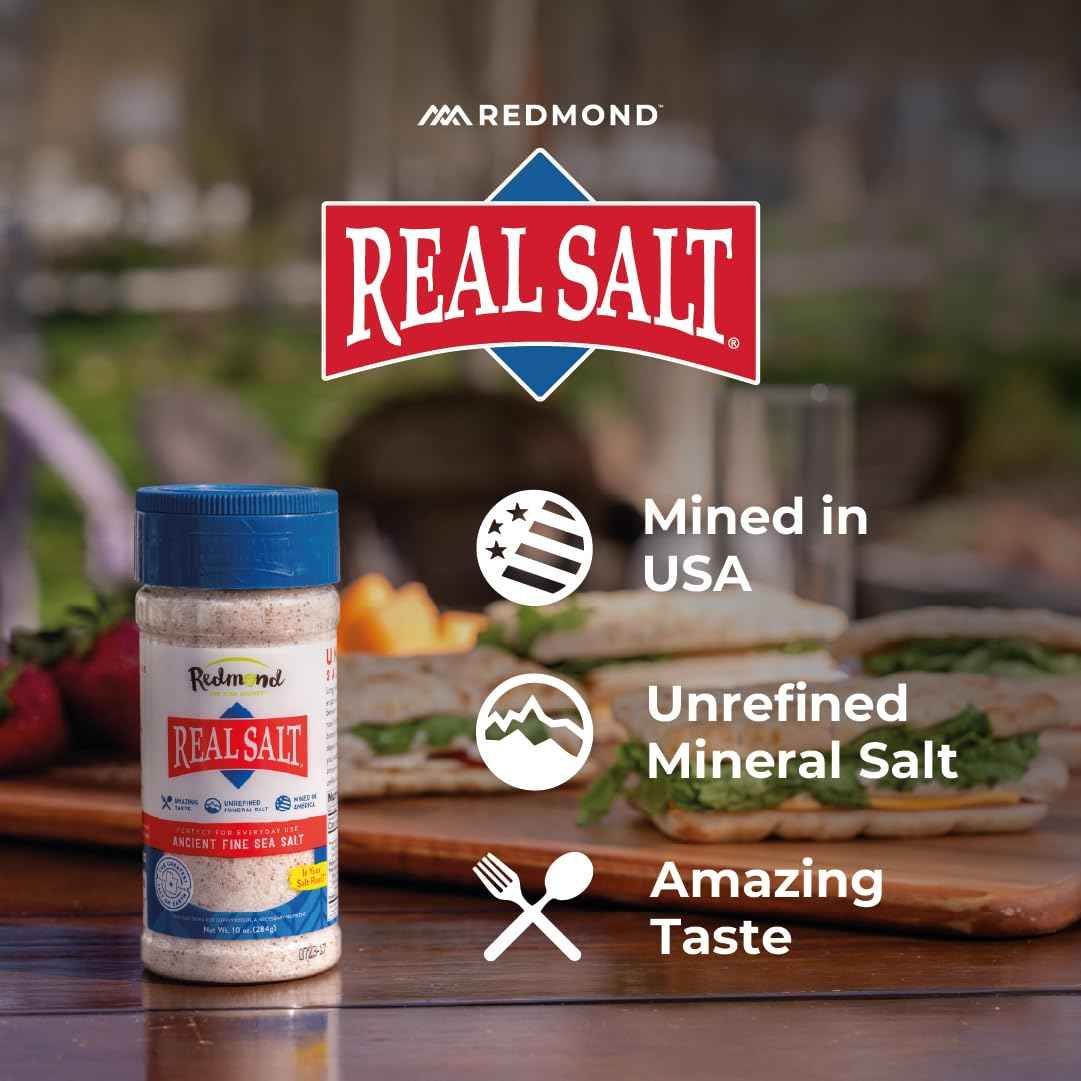 Redmond Real Sea Salt - Thoughtful Housewarming Gift for Foodies, 10 oz Reusable Shaker