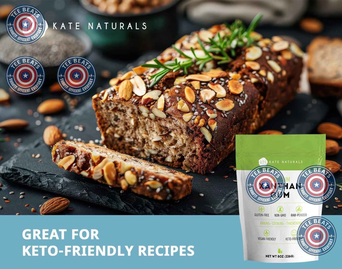 Kate Naturals Xanthan Gum for Baking, Ice Cream & Thickener – Calming DIY Bath Ritual Powder for Self-Care Night