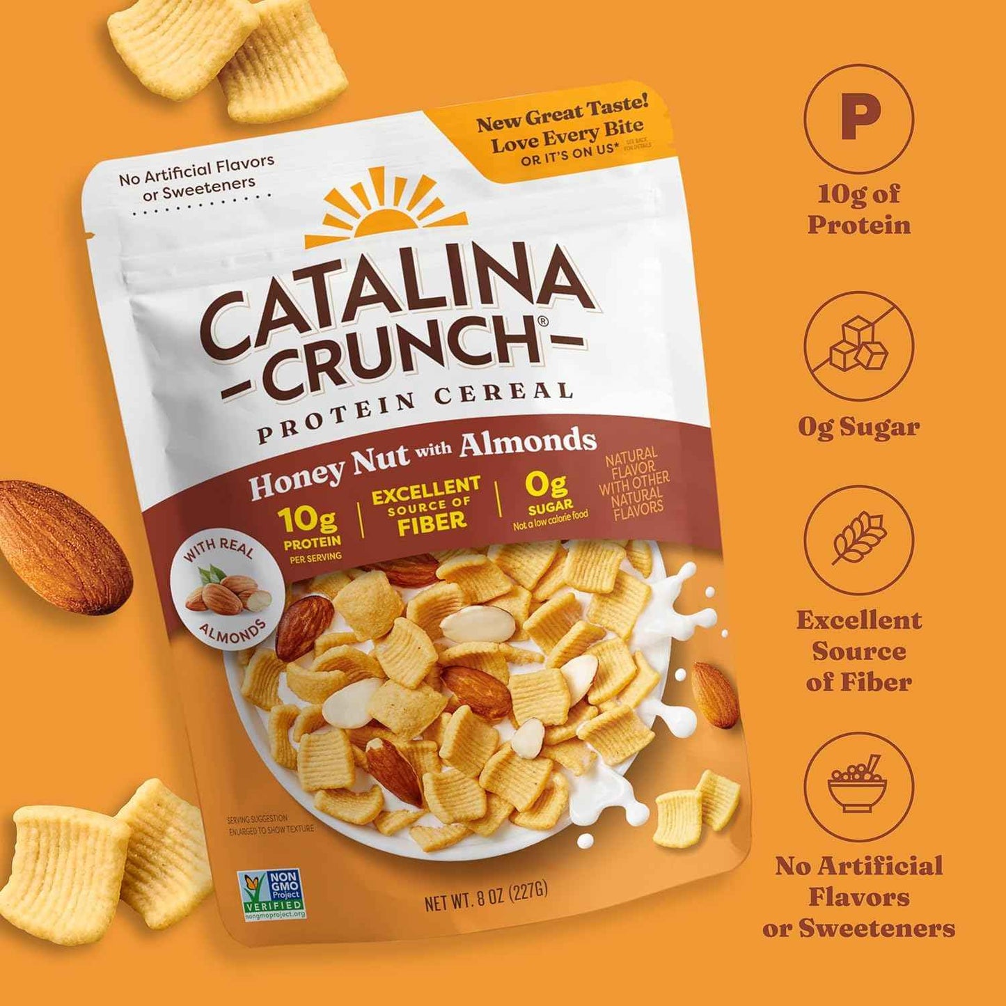 Catalina Crunch Protein Cereal – Self-Care Breakfast for Keto and Low-Carb Wellness Routines, Honey Nut with Almonds