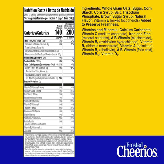 Frosted Cheerios Gluten Free Kids Cereal – Safe After-School Treat for Classrooms and Kitchen Counters, 18.4 oz