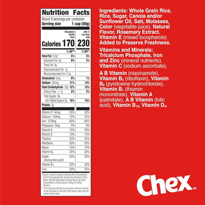 Strawberry Vanilla Chex Gluten Free Cereal – Better for You Breakfast Bowl with 13g Whole Grain per Serving