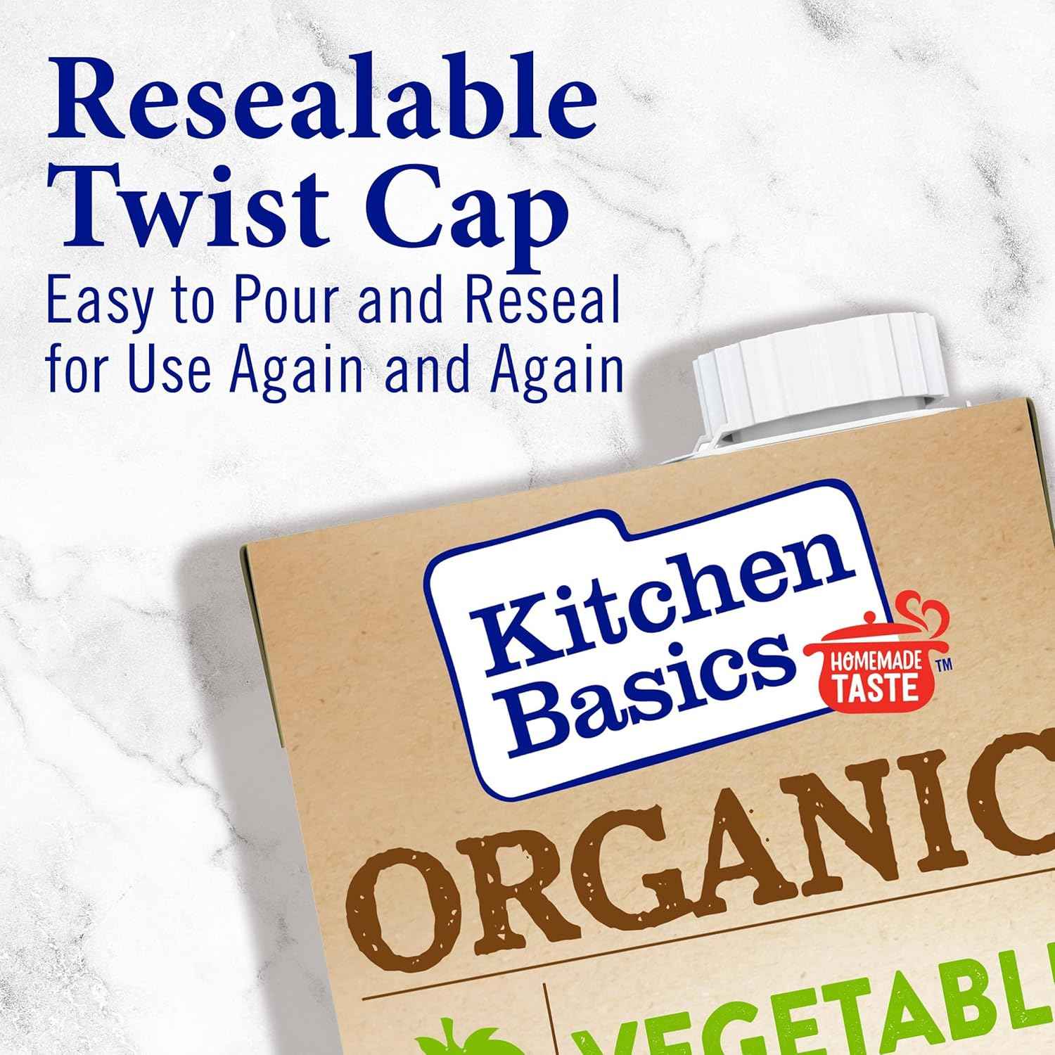 Kitchen Basics Organic Vegetable Stock – One Simple 1:1 Substitute for Broth and Stock, 32 oz Carton