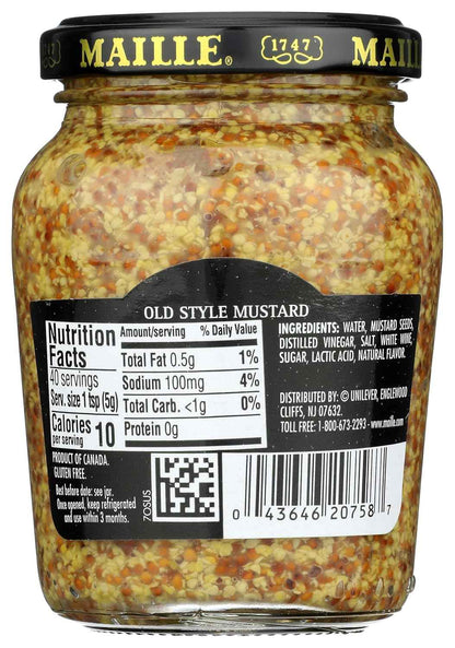 Maille Mustard Old Style – Premium French Pantry Staple, 7.3 oz Reusable Glass Jar for Elevated Dining