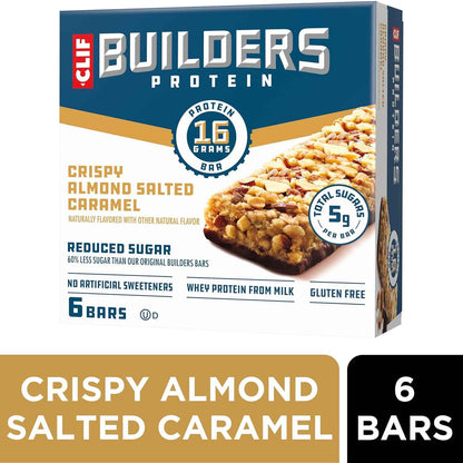 CLIF BUILDERS Reduced Sugar Protein Bar - Portable Peanut Butter Chocolate Energy Bar for Hunting, Fishing, and Backpacking