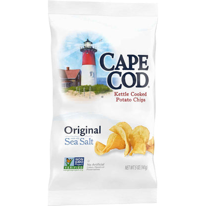 Cape Cod Kettle Cooked Original Sea Salt Chips 5oz – Non-GMO Gluten-Free Snack for Clean Eating Routines