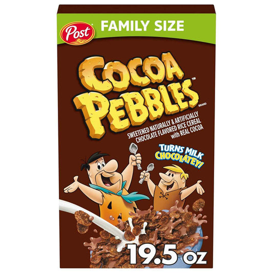 Cocoa PEBBLES Cereal – Family Size Chocolate Breakfast Cereal Safe for Sensitive Eaters, 27.5 oz Box