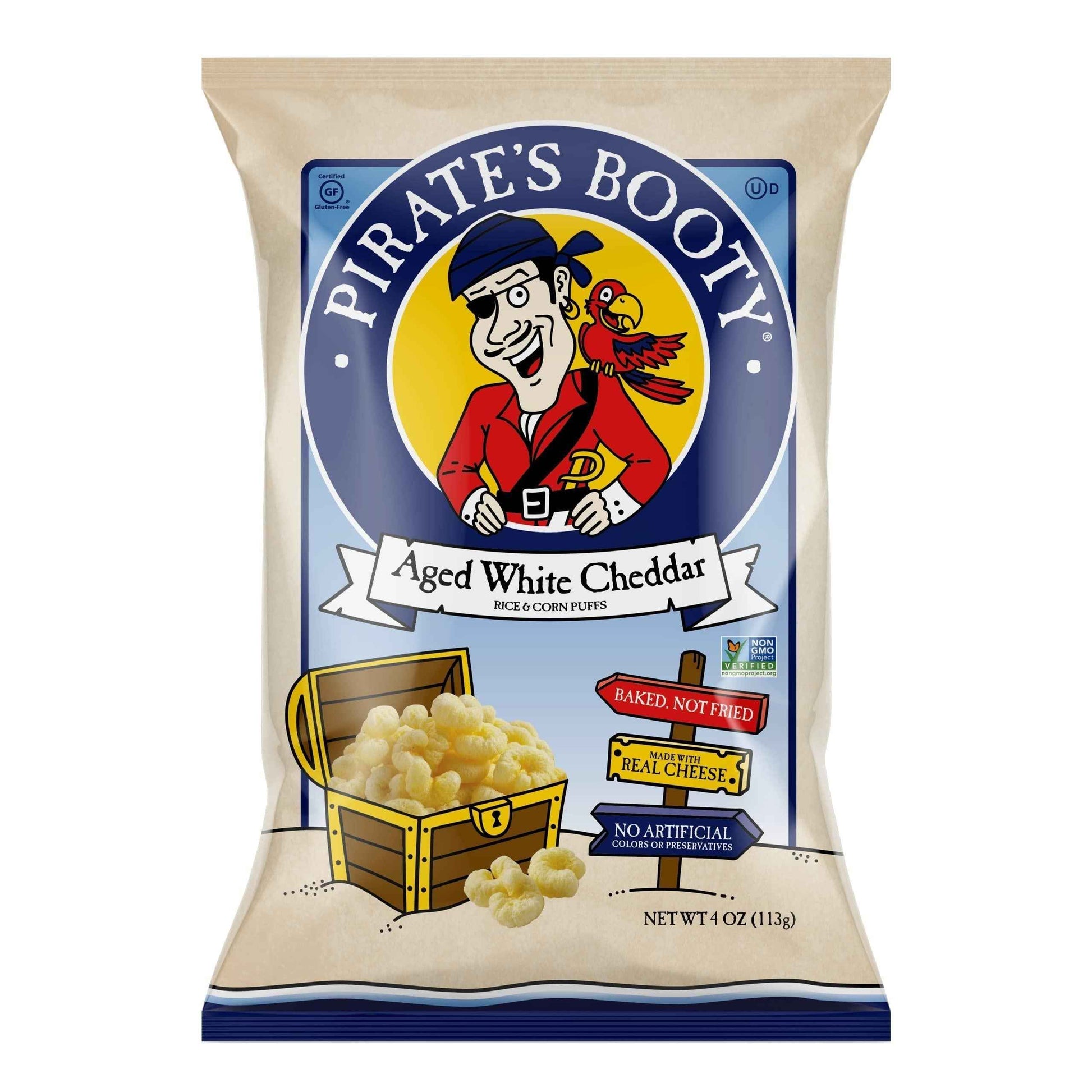 Pirate's Booty Aged White Cheddar Cheese Puffs – Allergen-Safe Nut-Free Family Snack, Classroom and Birthday Party