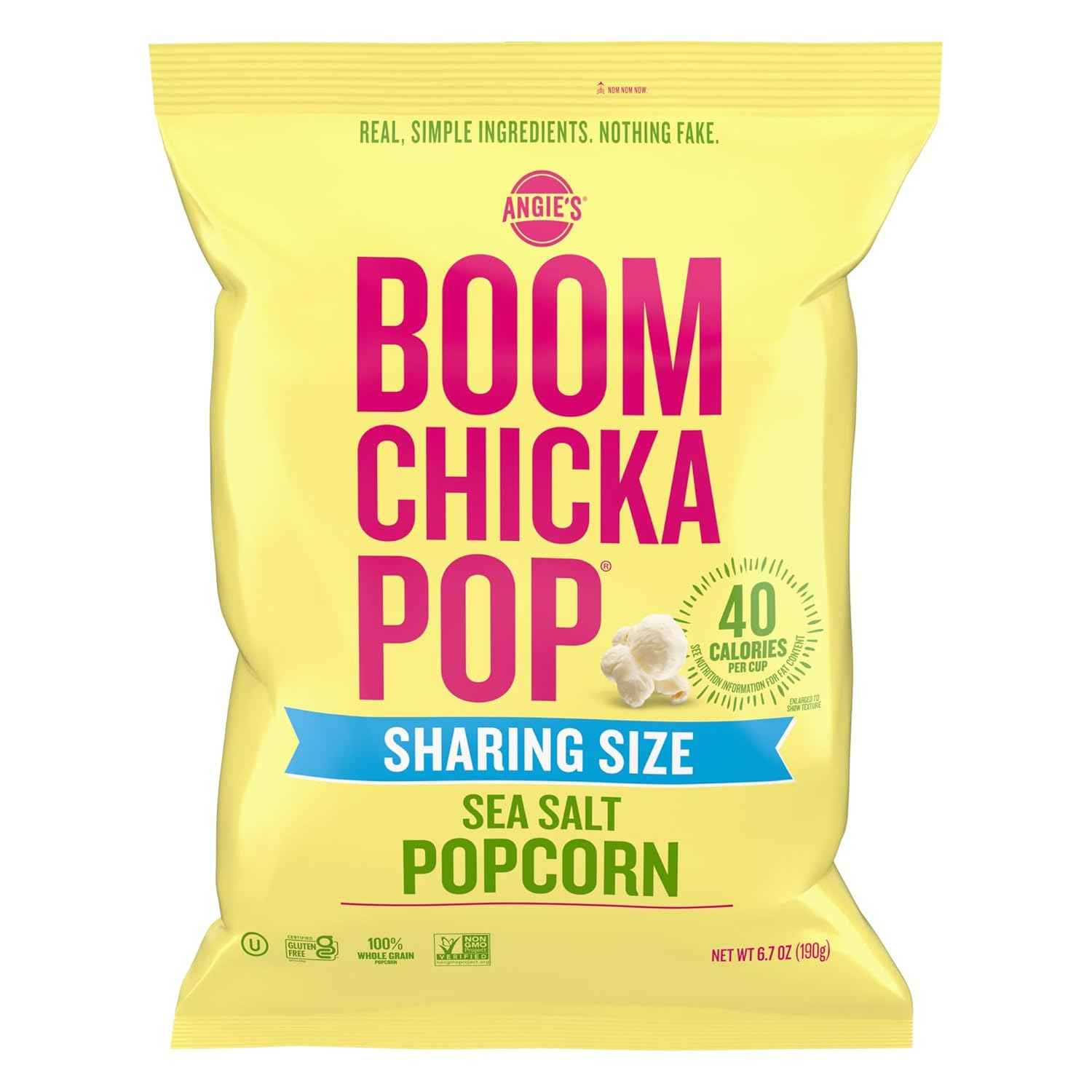 Angie's BOOMCHICKAPOP Sea Salt Popcorn – Thoughtful Hostess Gift for Holiday Entertaining, 6.7 oz Party Bag