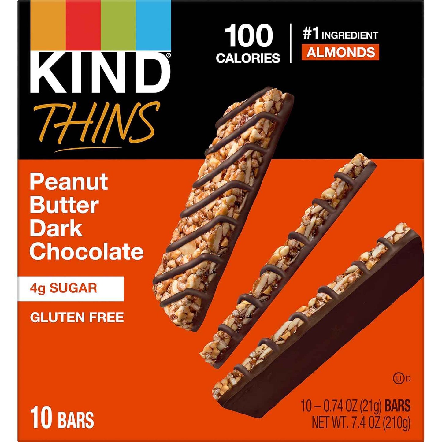 KIND THINS Peanut Butter Dark Chocolate Bars – Desk Drawer Snack to Beat the 3pm Slump, 100 Calorie Gluten Free 10 Count