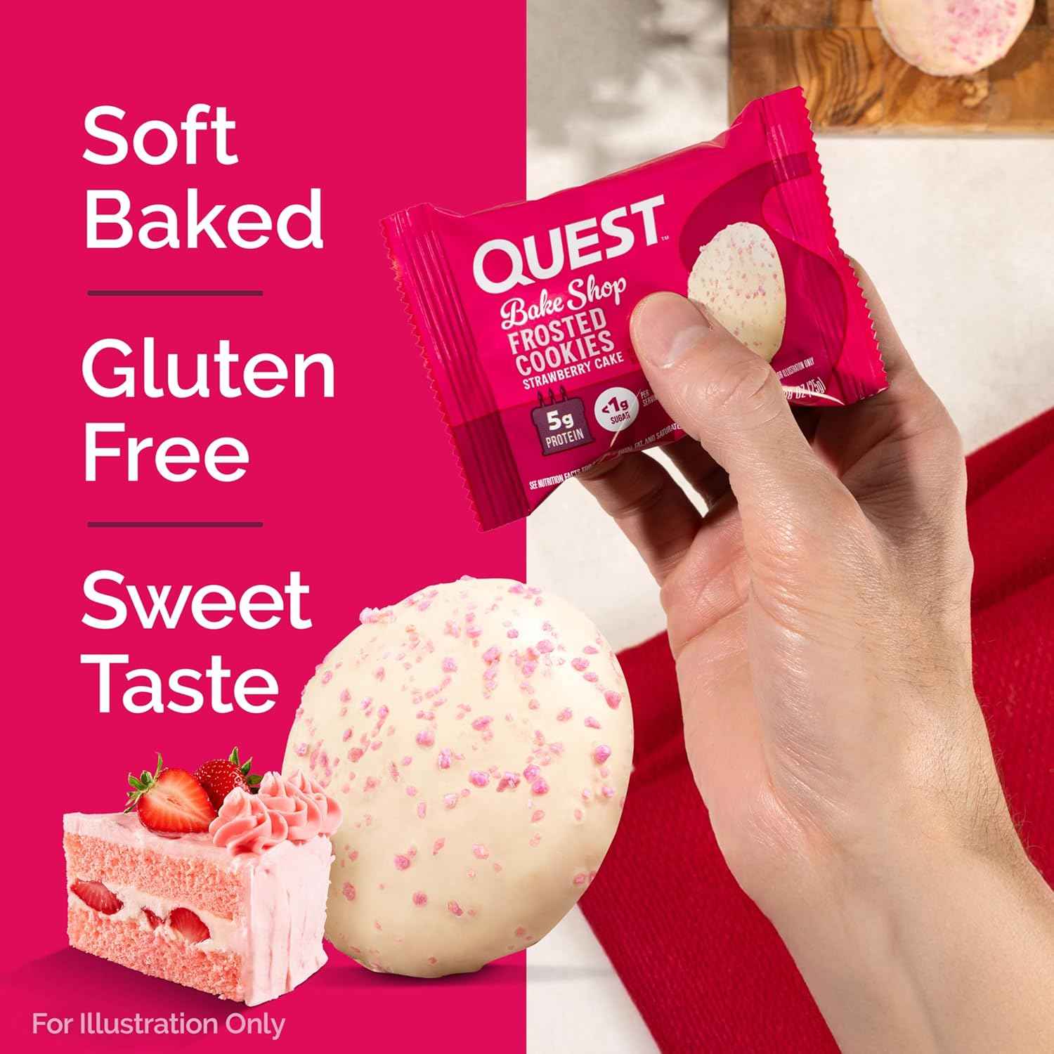 Quest Nutrition Frosted Protein Cookies – Camping Trip Pantry Snack for Active Travelers, Shelf-Stable Low-Sugar Cookie