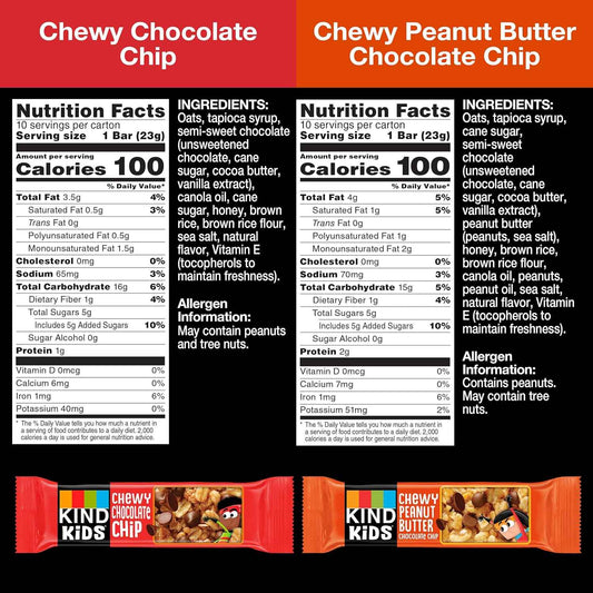 KIND Chewy Granola Bars, Kids Lunchbox Snack Variety Pack, 20 Count Gluten Free Bars for School