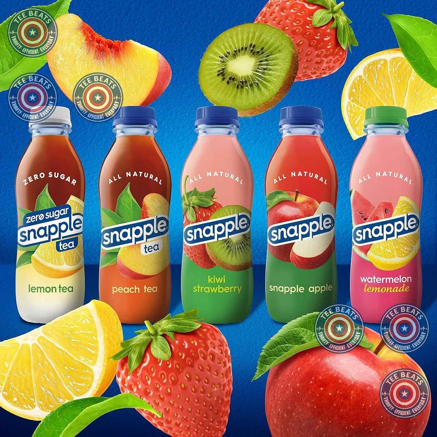 Snapple Kiwi Strawberry Juice Drink 16oz Bottles Pack of 12 - All Natural Better for You Pantry Staple for Health Conscious Families