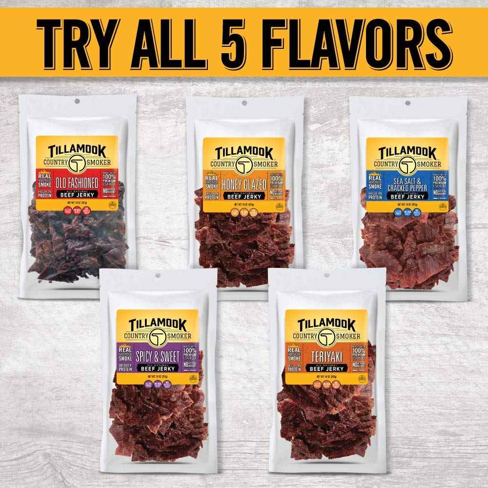 Tillamook Country Smoker Honey Glazed Hardwood Smoked Beef Jerky – No-Refrigeration Road Trip and Fishing Boat Snack, 10 g Protein
