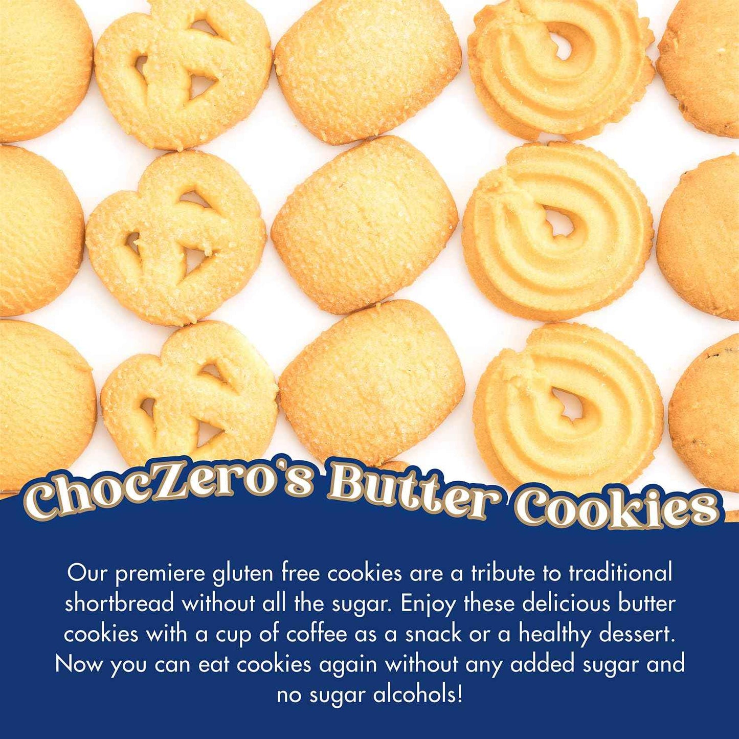ChocZero Sugar Free Shortbread Cookies - Elegant Holiday Hostess Gift for Diet-Conscious Friends, Gluten Free Tin