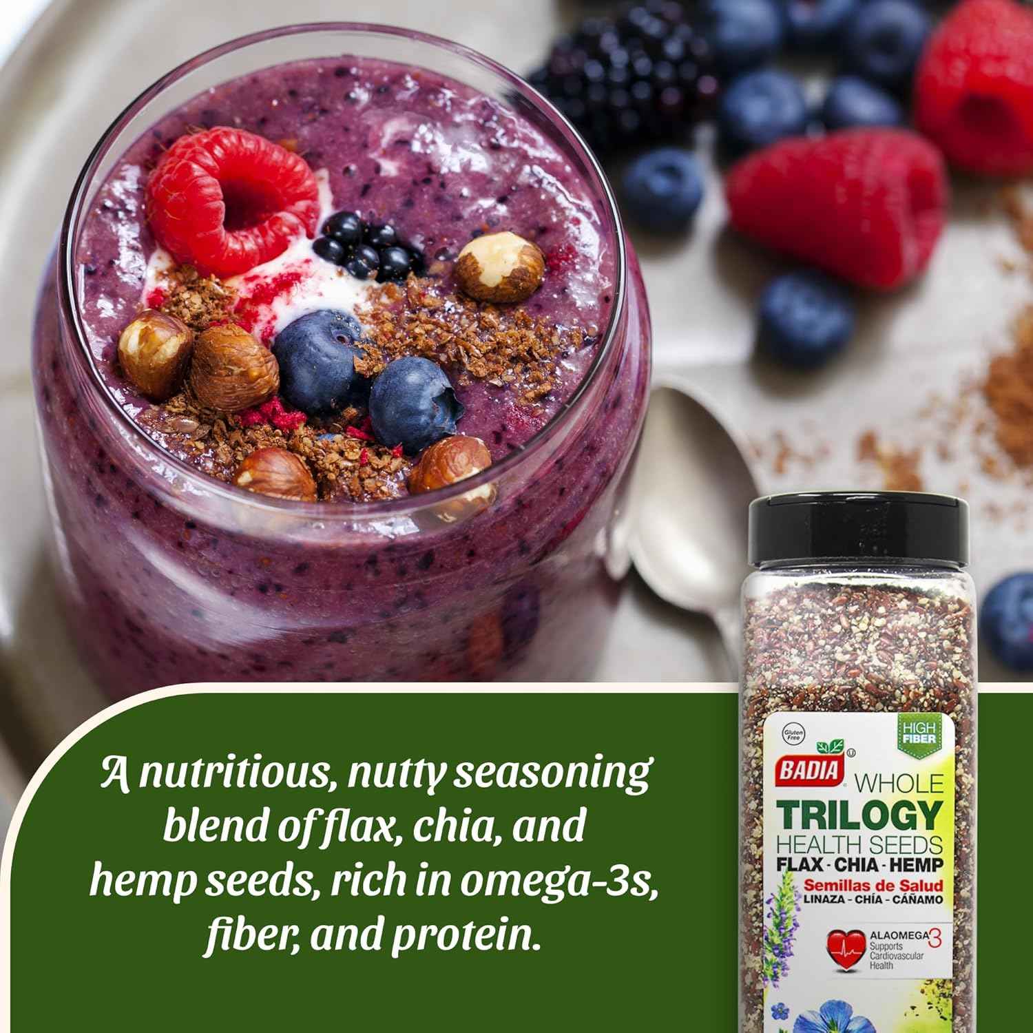 Badia Trilogy Seed Blend – Quick Omega-3 Shake Add-In for Busy Morning Routines