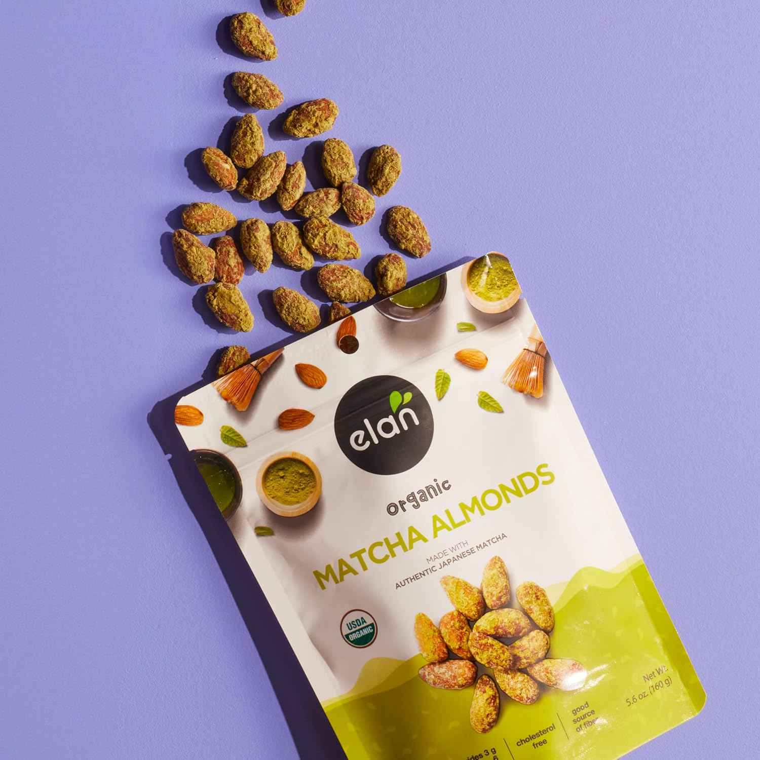 Elan Matcha Almonds – Portable Snack for Camping Trips and Picnic Baskets