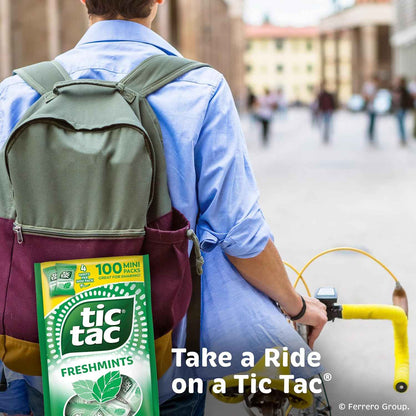 Tic Tac Freshmints 100 Mini Packs – Lunchbox Treat and Diaper Bag Snack for School-Age Kids, Gluten Free