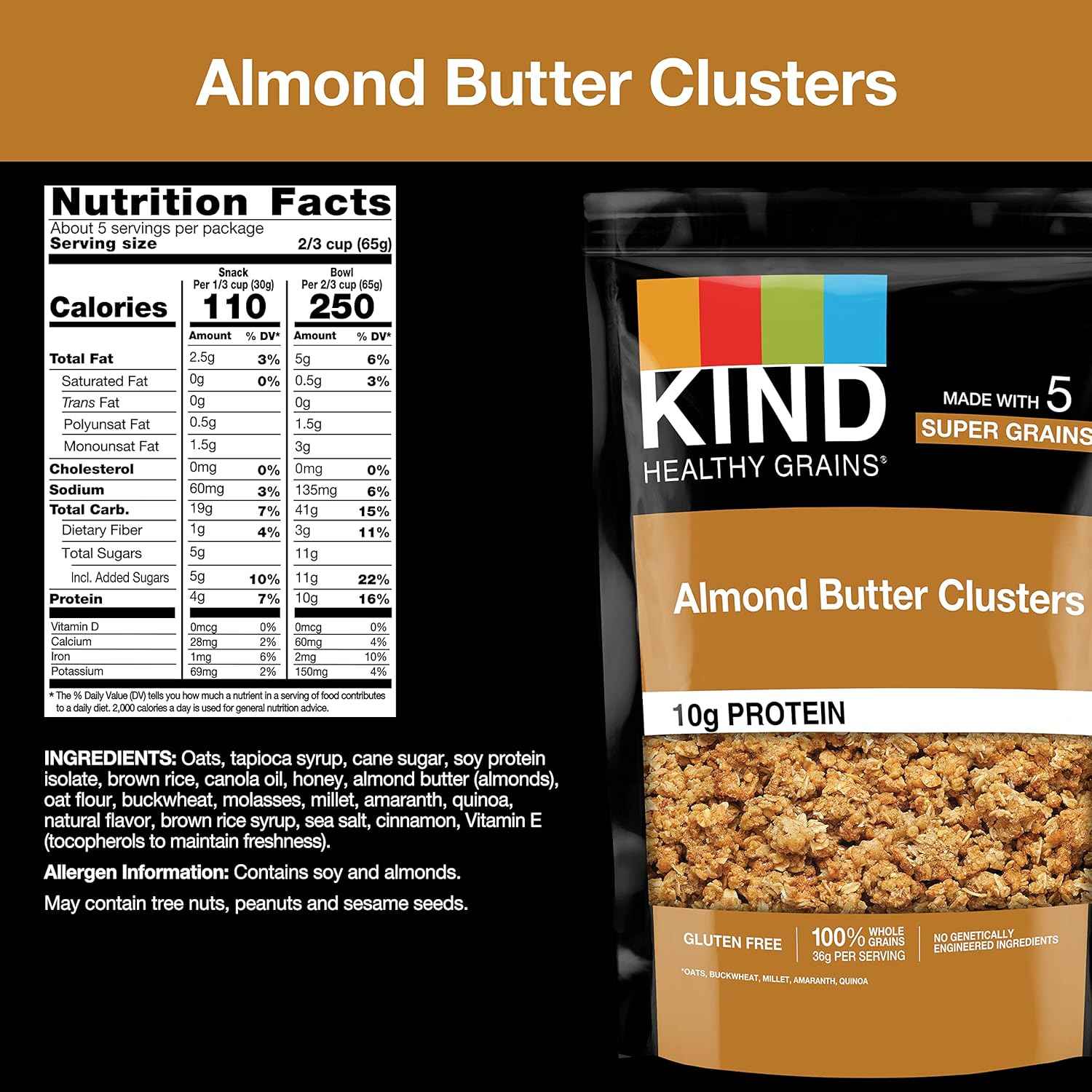 KIND Almond Butter Whole Grain Clusters, 11 Oz – Clean-Label Morning Ritual for Mindful Breakfast Bowls