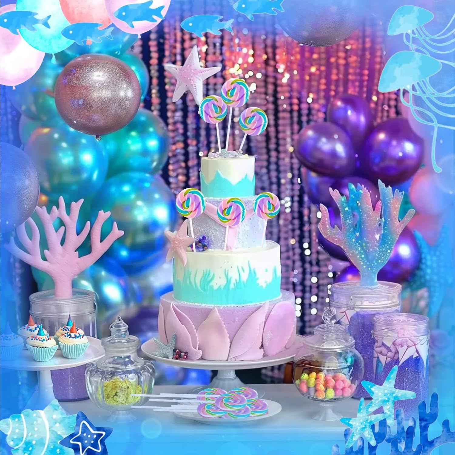 Rainbow Twisty & Swirl Lollipops 32pk – Mermaid Unicorn Themed Party Favor Gifts for Girls Birthday