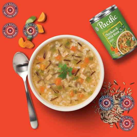 Pacific Foods Organic Chicken and Wild Rice Soup, 16.3 oz Can – Quick Microwave Lunch for Busy Remote Workers