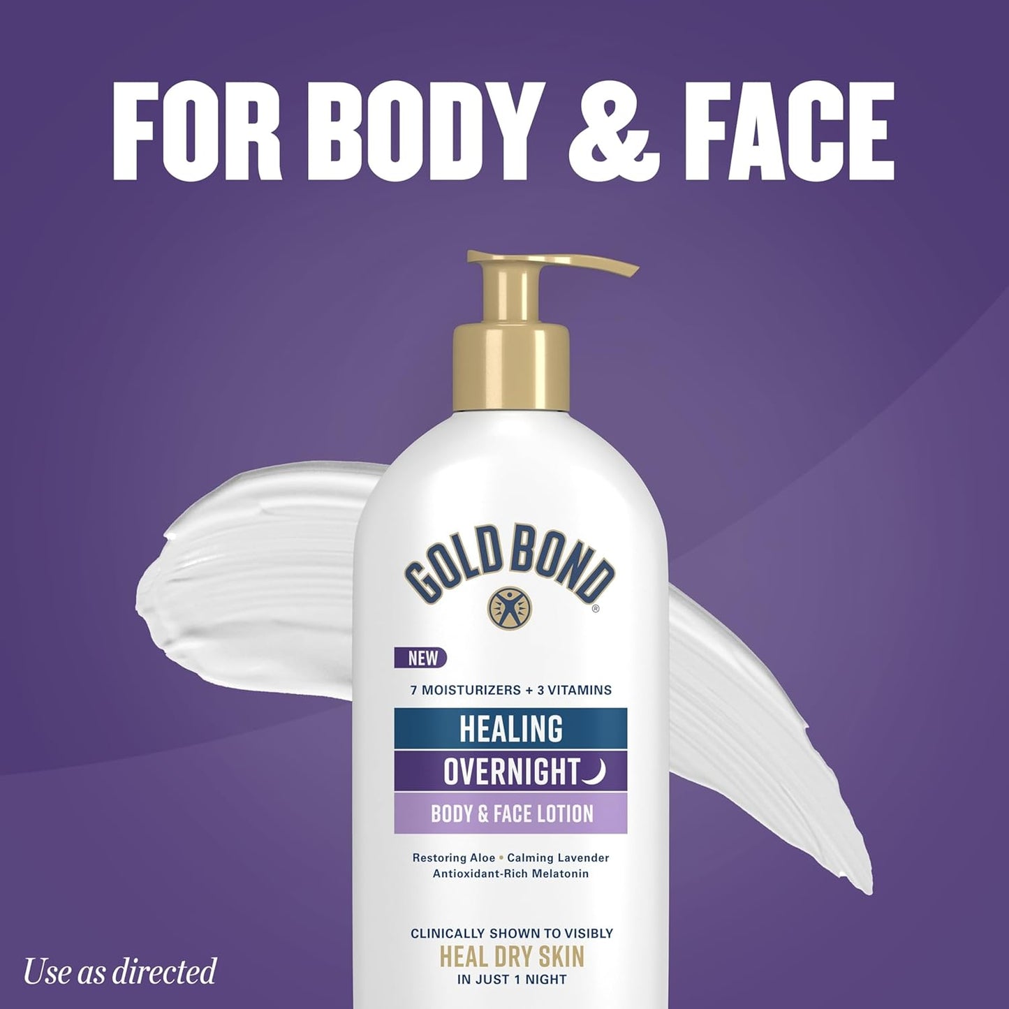 Gold Bond Healing Overnight Lotion for Dry Skin – Lavender Scented Nightly Moisturizer for a Calming Bedtime Ritual