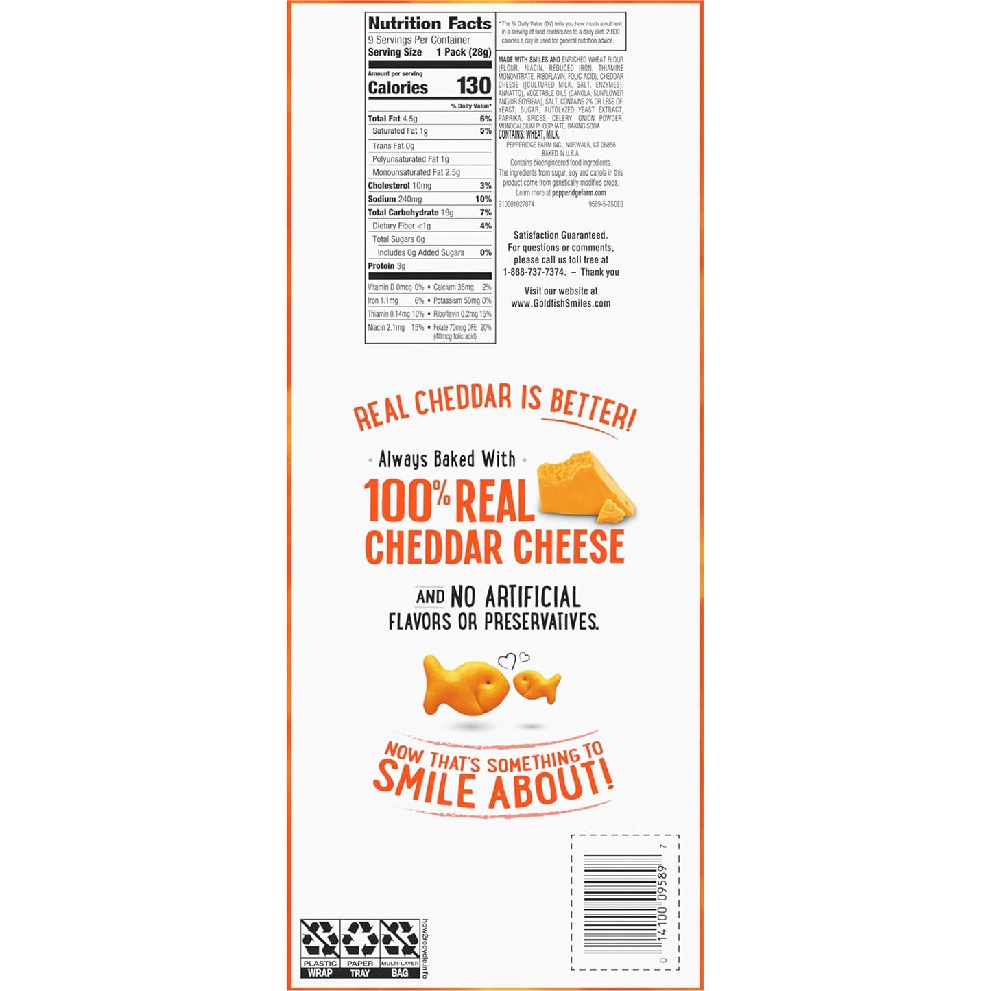Goldfish Cheddar Cheese Crackers – Desk Drawer Office Snack, 1 oz Single-Serve Packs, 9 Count Tray