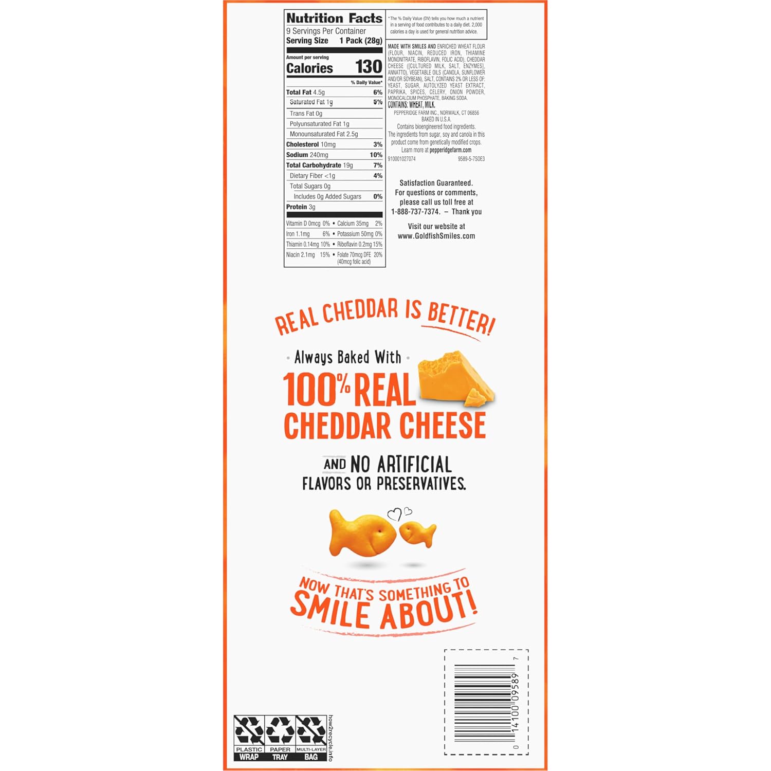 Goldfish Cheddar Cheese Crackers – Desk Drawer Office Snack, 1 oz Single-Serve Packs, 9 Count Tray