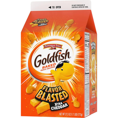 Goldfish Cheddar Cheese Crackers – Nostalgic Throwback Snack Gift for the Coworker Break Room and Office Secret Santa, 27.3 oz