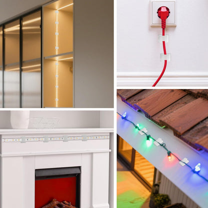 GooChan LED Strip Clips – Secure Adhesive Mounting to Prevent Falling Strips in Homes with Kids and Pets, 100 Pack