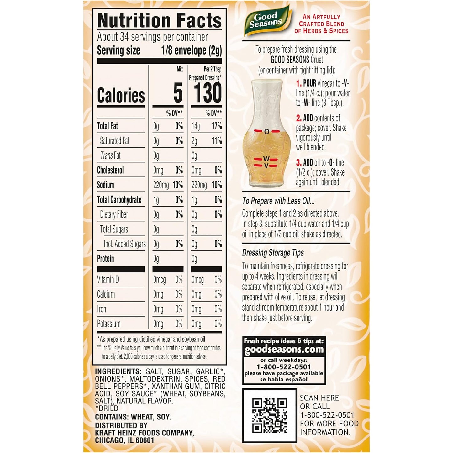 Good Seasons Italian Seasoning Packets – 5-Calorie Homemade Dressing for Wellness-Focused Meal Prep