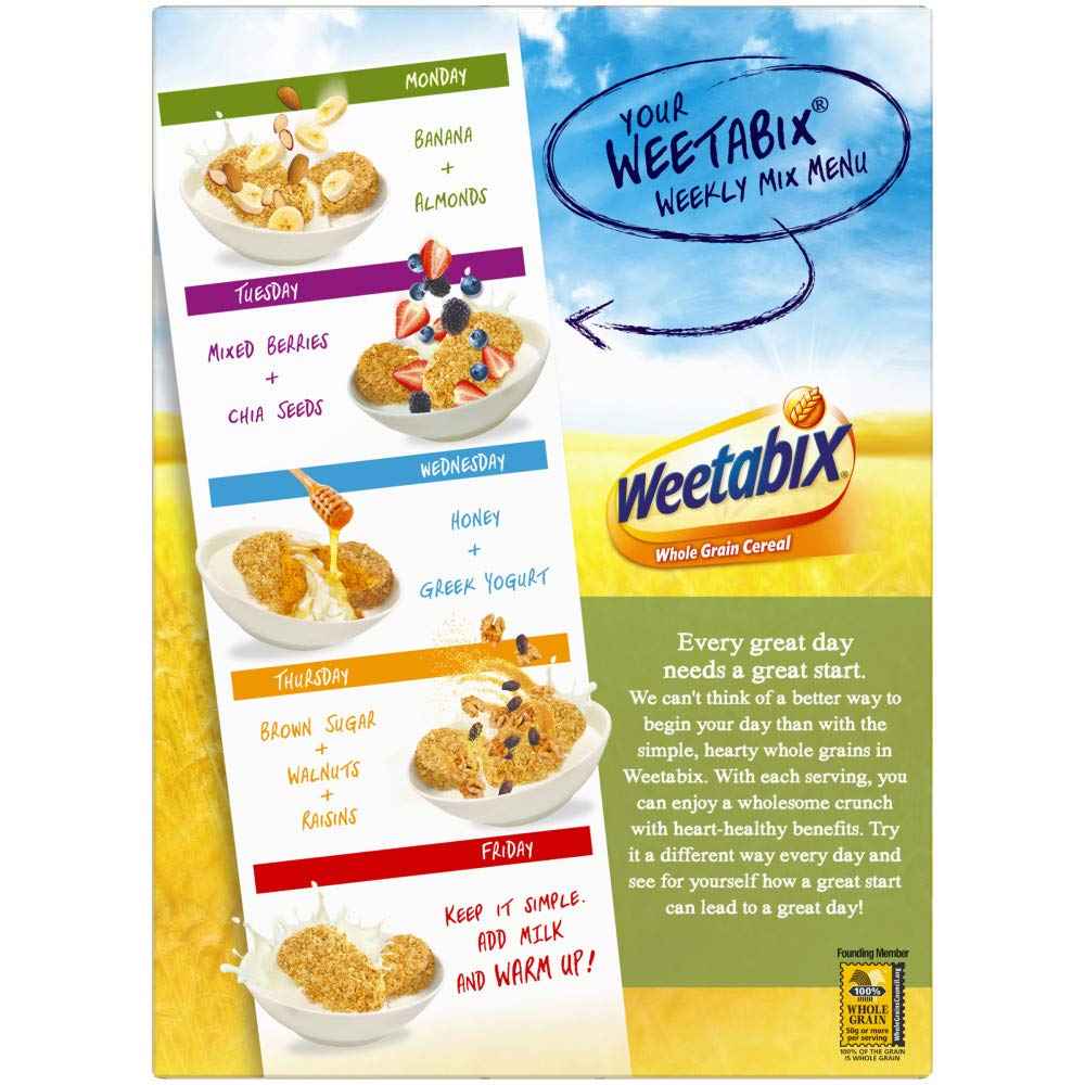 Weetabix Whole Grain Cereal – Simple Pantry Staple for Clutter Free Kitchens, 14 oz Box