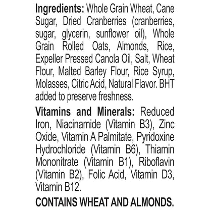 Great Grains Cranberry Almond Crunch Cereal – High-Fiber Non-GMO Cereal for Clean-Label Wellness Pantries, 14 oz