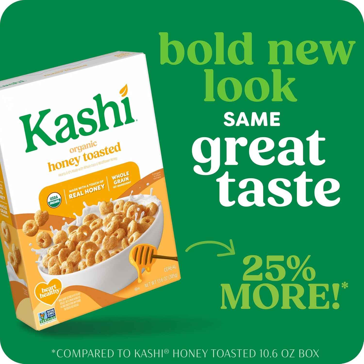 Kashi Organic Honey Toasted Cereal – Thoughtful Housewarming and Hostess Gift Basket Staple, 13.6oz