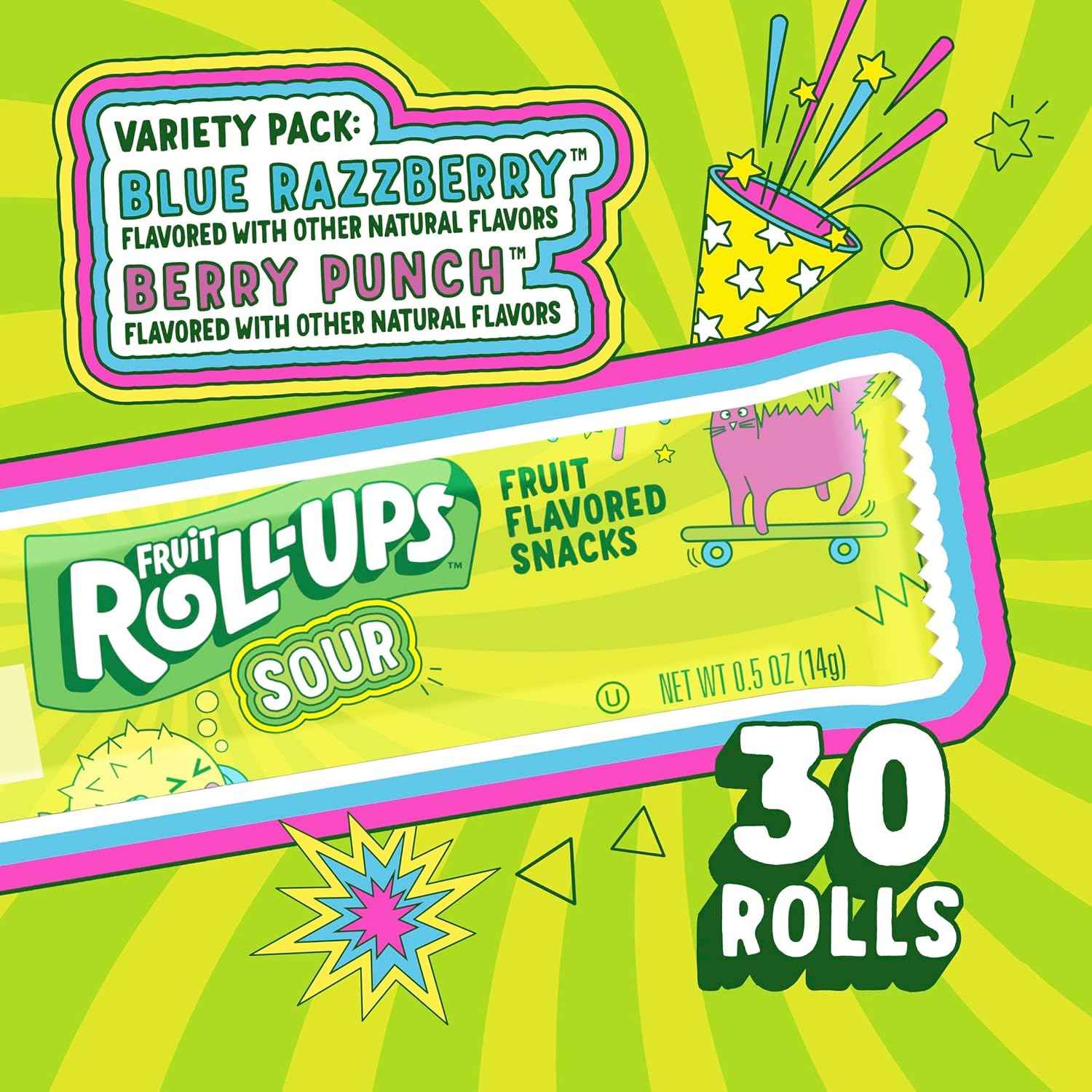 Fruit Roll-Ups Vitamin C Fruit Snacks – Better-for-You Pantry Snack for Families, 30-Count Sour Variety